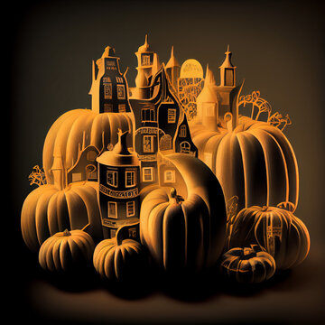 imaginary pumpkin city, generative ai