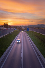 nice sunset over the highway