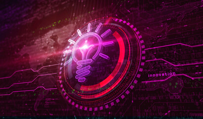 Bulb idea and creative innovation symbol digital concept 3d illustration
