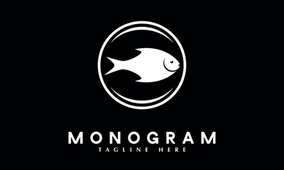 Fish logo abstract monogram vector logo template