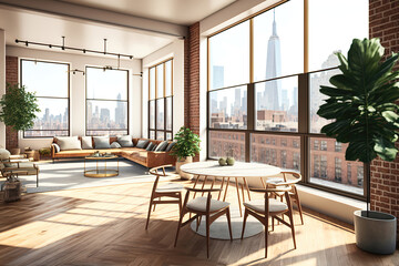 modern bright light apartment interior, generative ai