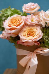 bouquet of pink roses and pink carnations