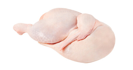 Raw chicken, half, chicken meat, isolated on white background with clipping path