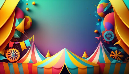 Circus frame background , circus tent background with copy space , Generative AI