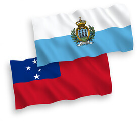 Flags of San Marino and Independent State of Samoa on a white background