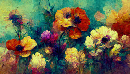 Fototapeta na wymiar Colorful Impressions Background Wallpaper Landscape Floral | AI Generated