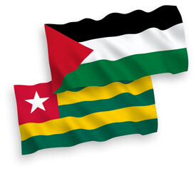 Flags of Togolese Republic and Palestine on a white background