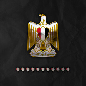 Arab Republic of Egypt Emblem with Golden style and black background