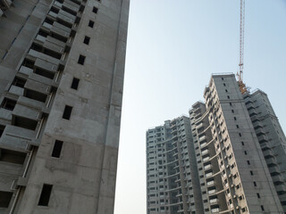 Aerial view of multistory apartment construction site in China