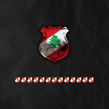 Republic of Lebanon Emblem with Golden style and black background