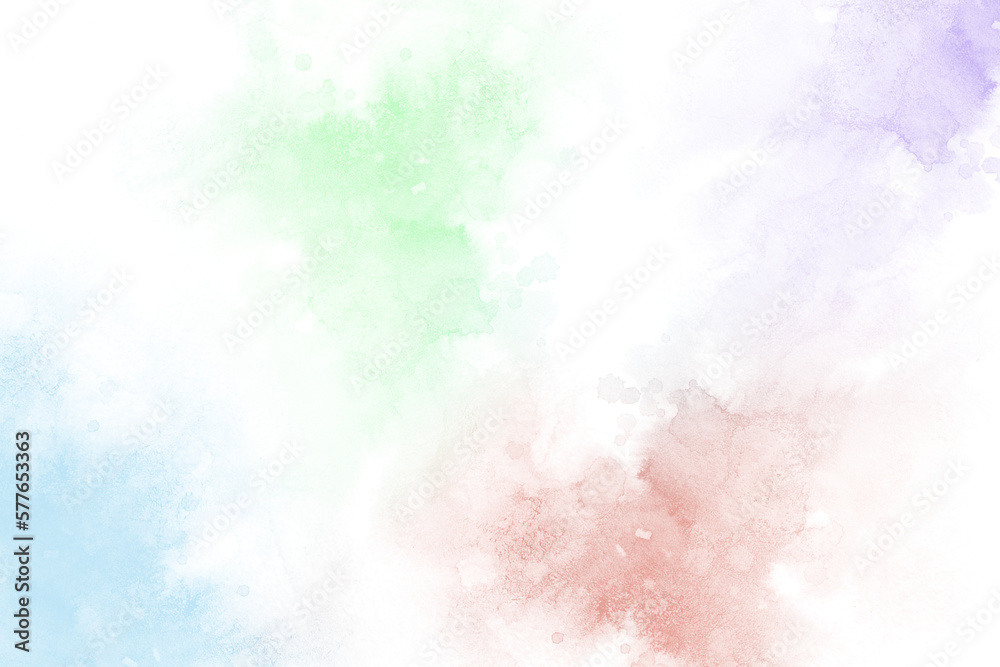 Wall mural Watercolor stains on a transparent background. Illustration of abstract spots in blue, green, red and purple paint colors. PNG  for your creativity.