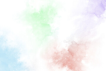 Watercolor stains on a transparent background. Illustration of abstract spots in blue, green, red and purple paint colors. PNG  for your creativity.