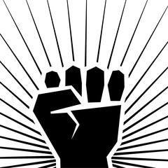 Fist male hand, proletarian protest symbol icon isolated on white background