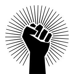 Fist male hand, proletarian protest symbol icon isolated on white background