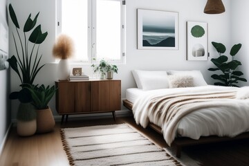 clean and comfortable white minimalist bedroom that provides a relaxing atmosphere.