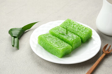 Wajik, traditional Indonesian snack made from steamed sticky rice, sugar, coconut milk, and pandan leaves. 
