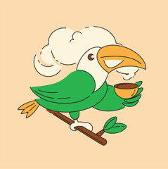 Brazil coffee with toucan drink hot coffee