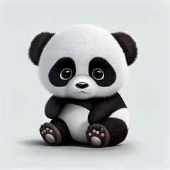 Cartoon panda character on white background. Generative AI