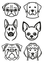 Set of six dog head icons
