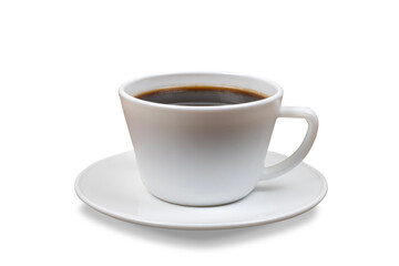 white coffee cup, mug with hot black coffee isolated design element. flat lay.