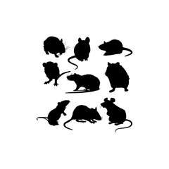 rat icon set silhouette logo
