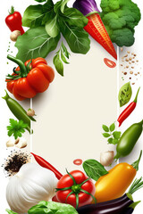 Obraz na płótnie Canvas Vegetables Background with empty copy space for text - Vegetables Background Wallpapers - Vegetables with empty Copy Space created with Generative AI technology