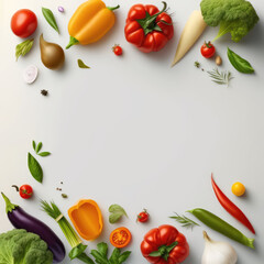 Obraz na płótnie Canvas Vegetables Background with empty copy space for text - Vegetables Background Wallpapers - Vegetables with empty Copy Space created with Generative AI technology