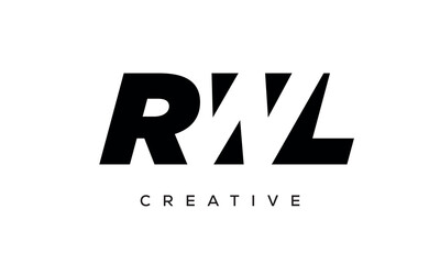RWL letters negative space logo design. creative typography monogram vector