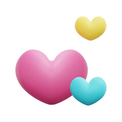 3d hearts icon vector. Isolated on white background. 3d heart, love and valentine concept. Cartoon minimal style. 3d heart icon vector render illustration.