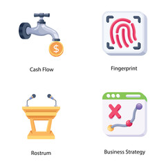 Business Planning and Technology Flat Icons 

