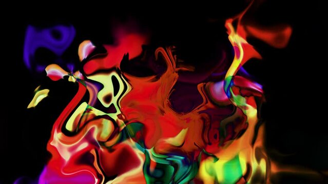 抽象的でカラフルな流動体の波のアニメーションの背景　揺らめく炎のイメージ
