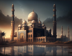 Fototapeta na wymiar mosque ramadan concept design of muslim , Generative Ai