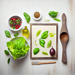 Healthy vegetarian ingredients for spring fresh green, generative ai