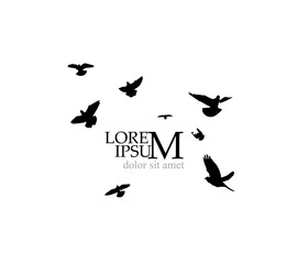 A flock of flying birds. Free birds. Vector illustration