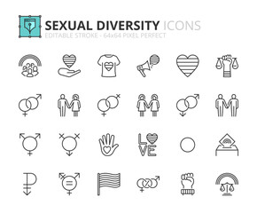 Simple set of outline icons about sexual diversity.