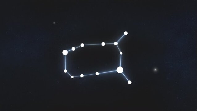 Gemini zodiac constellation is formed from individual stars in night sky. Astronomy sign animation