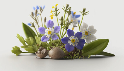 Fototapeta na wymiar wildflowers on white background close up