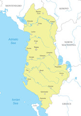 Political map of Albania with national borders