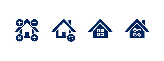 mortgage icon vector illustration. home with calculation concept. Flat style - stock vector.
