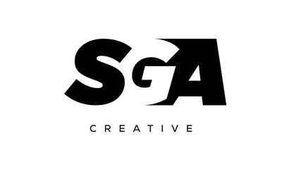 SGA letters negative space logo design. creative typography monogram vector
