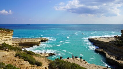 view of the sea and the beach, St. Peter's Pool, Malta