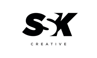 SSK letters negative space logo design. creative typography monogram vector