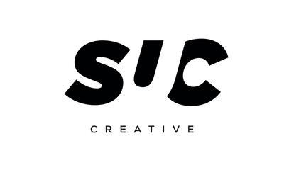 SUC letters negative space logo design. creative typography monogram vector