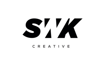 SWK letters negative space logo design. creative typography monogram vector