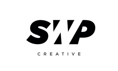 SWP letters negative space logo design. creative typography monogram vector