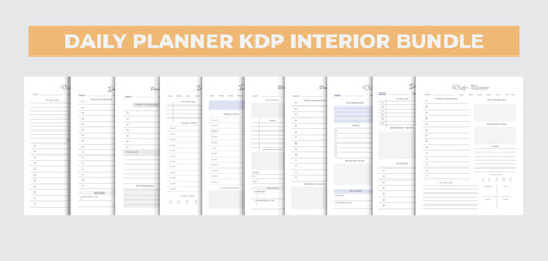 Daily planner kdp interior design template bundle, eps.