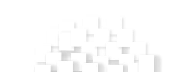 Fototapeta premium Abstract background with white and gray color technology modern background design . Geometric background with squares in bright light with soft shadows as pattern. Template for branding business .