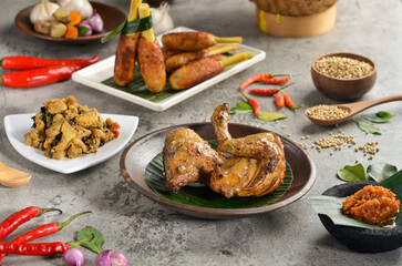 Fried Chicken served with Crispy Coconut isolated on white background
