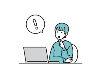 パソコンで仕事をする女性のイラストセット