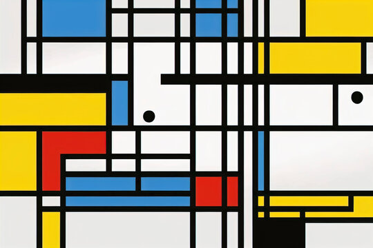 Abstract Geometric Pattern with Bold Colors in the Style of Piet Mondrian

